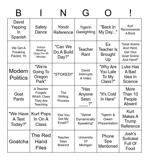 PCREST BINGO Card