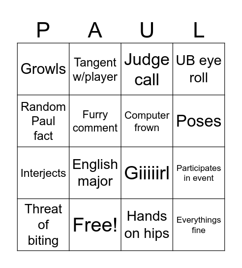 Paul Bingo Card