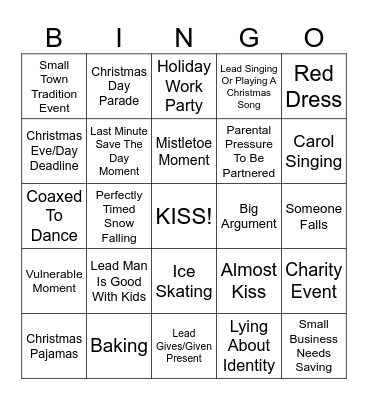 Christmas Rom Com Bingo Card