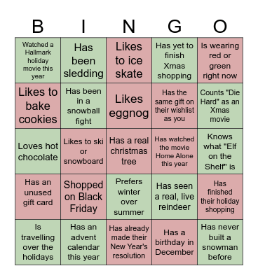 Jingle Mix & Mingle (Holiday Bingo) Bingo Card