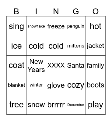 Winter Wonderland BINGO! Bingo Card