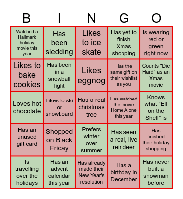Jingle Mix & Mingle (Holiday Bingo) Bingo Card