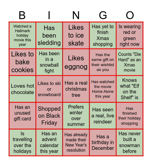 Jingle Mix & Mingle (Holiday Bingo) Bingo Card