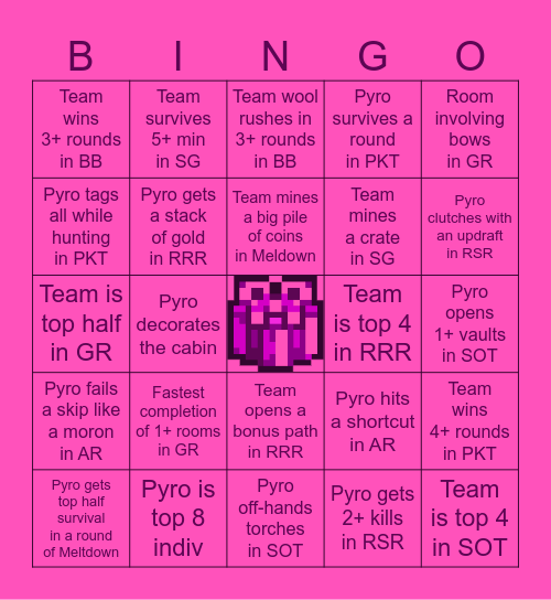 PYROSCYTHE MCC: SNOW DOWN Bingo Card