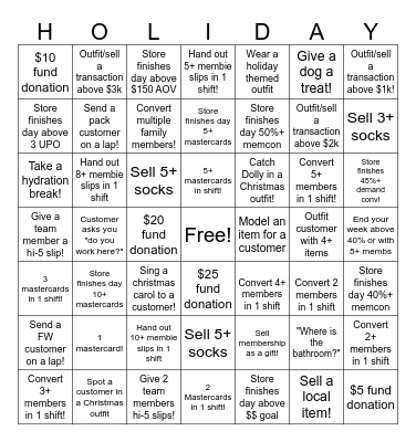 REI 117 Holiday Bingo Bonanza Bingo Card