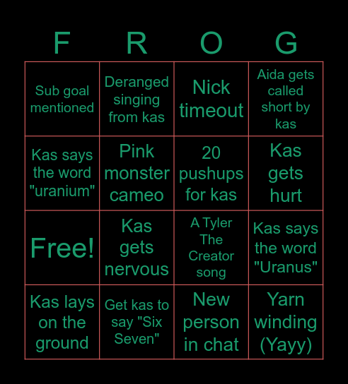 Nerdy Foxy Furry Boy Bingo Card