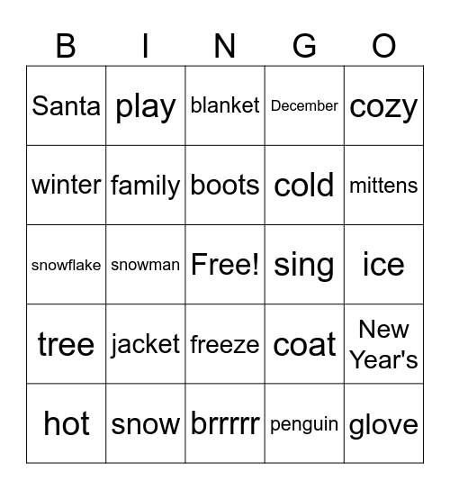 Winter Wonderland BINGO!! Bingo Card