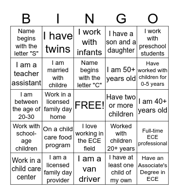 Interpersonal Bingo Card