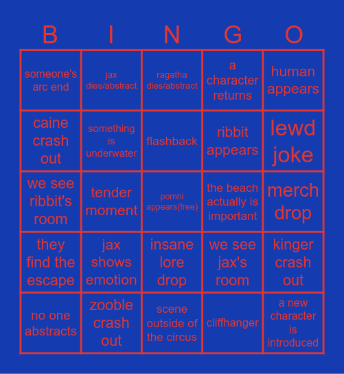 Ep 7 TADC Bingo Card