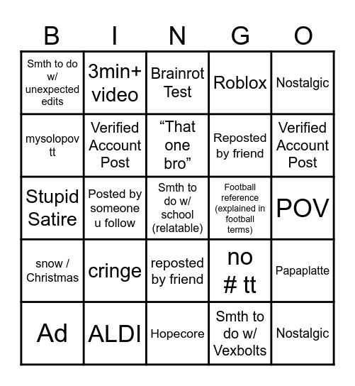 TikTok Bingo 2025 Edition Bingo Card
