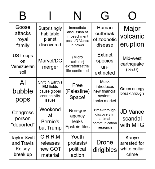 2026 Bingo Card