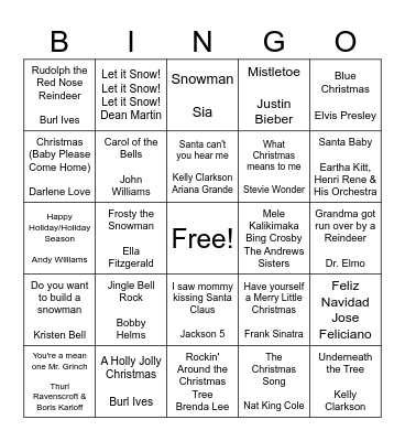 Christmas Beats Bingo Card