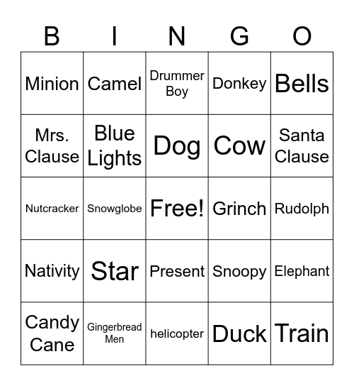 Christmas Hayride Bingo Card
