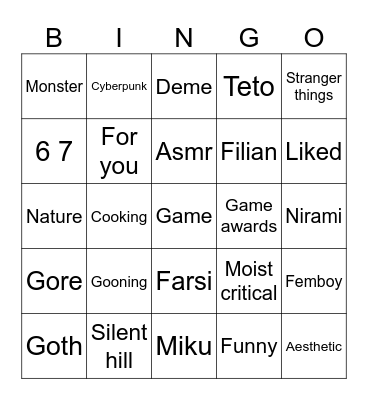 Reels Bingo Card