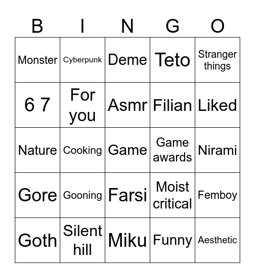 Reels Bingo Card