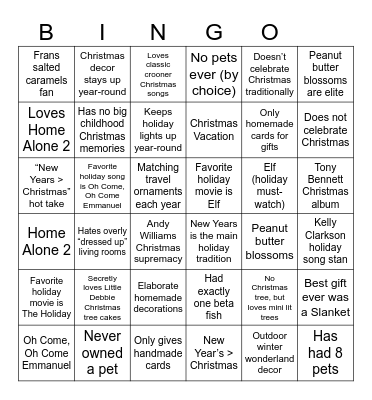 HFK Holiday Bingo Card