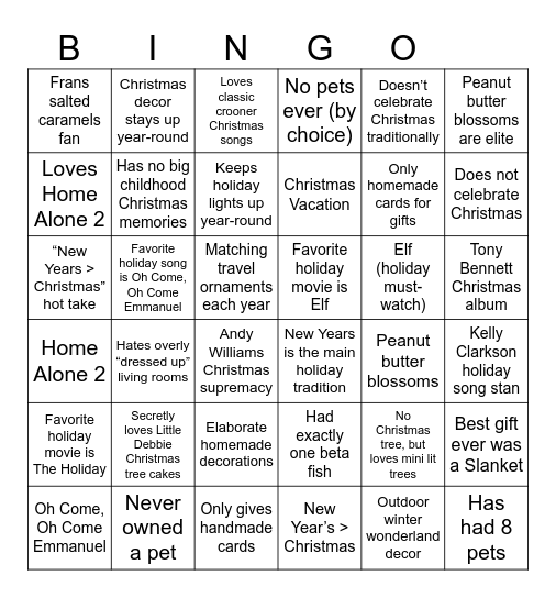 HFK Holiday Bingo Card