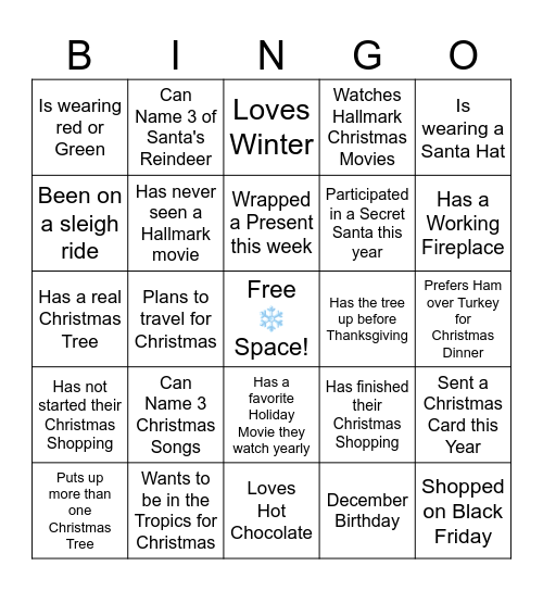 JINGLE & MINGLE Bingo Card