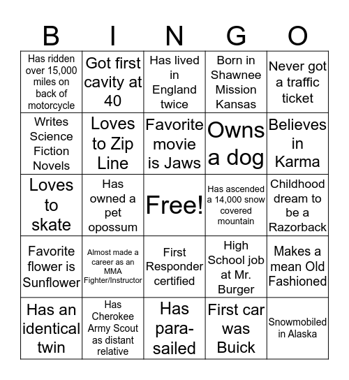 Fun Fact BINGO Card