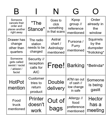AIC Bingo Card