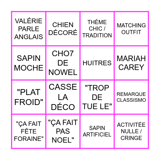 BINGO DE NOEL Bingo Card