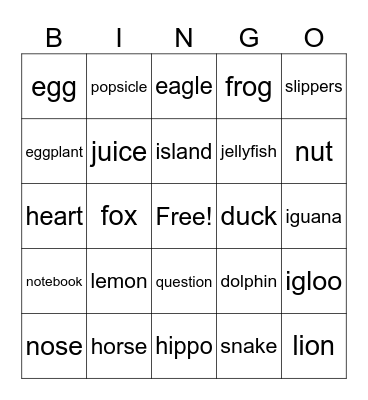 Letters A-T Bingo! Bingo Card