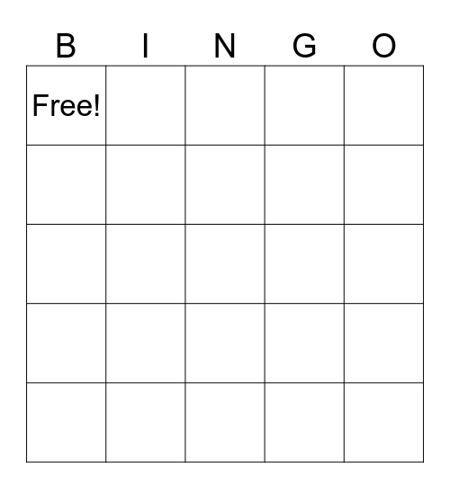 Host Stand Bingo Card