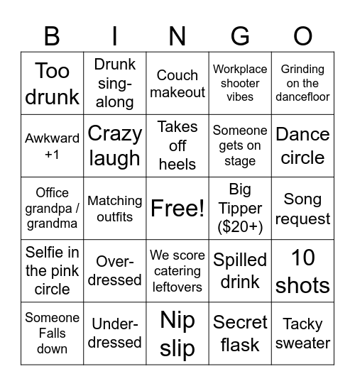 Private Party HT Bingo Card