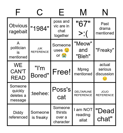 Fuckermans Bingo Card
