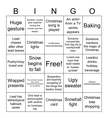Hallmark Christmas Bingo Card