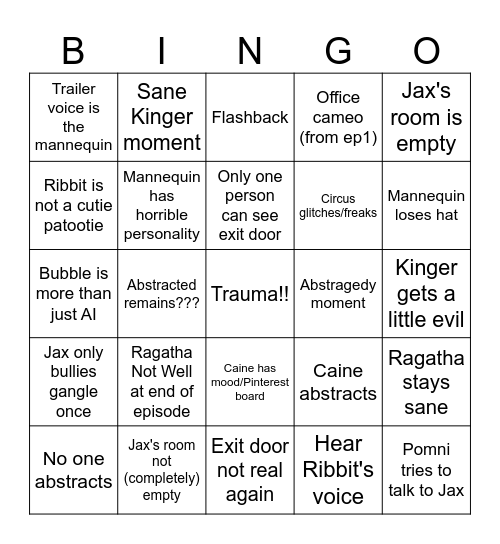 TADC Episode 7 Bingo Card