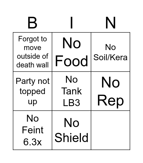 Cosmo Memory Death Bingo Card Bingo Card