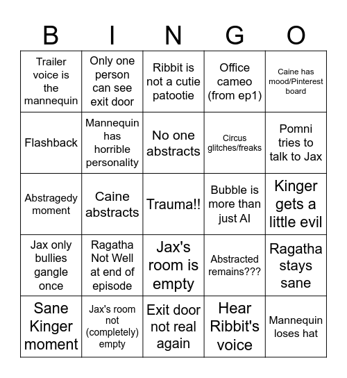 TADC Episode 7 Bingo Card