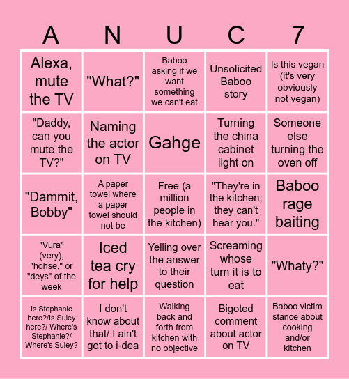 Soffee Anuc7! Bingo Card