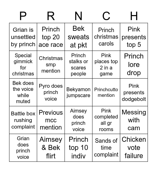 MCC BINGO Card