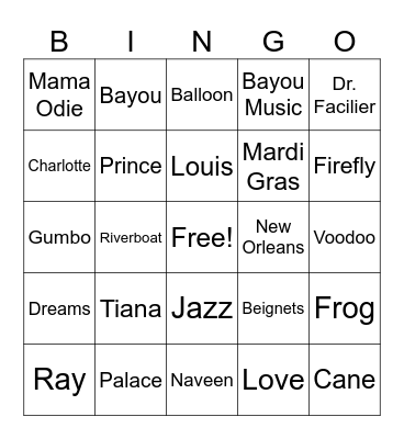 ASPYN AND THE FROG Bingo Card