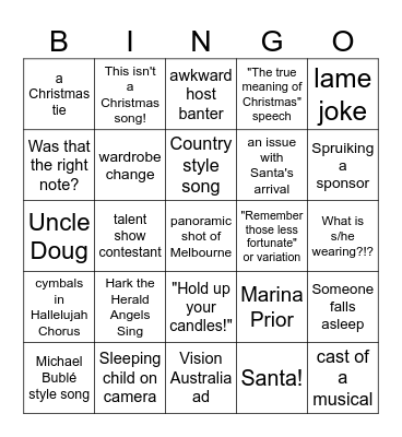 Carols by Candlelight 2025 Bingo Card