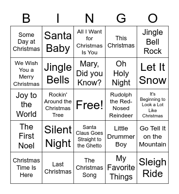 Christmas Songs Bingo Card