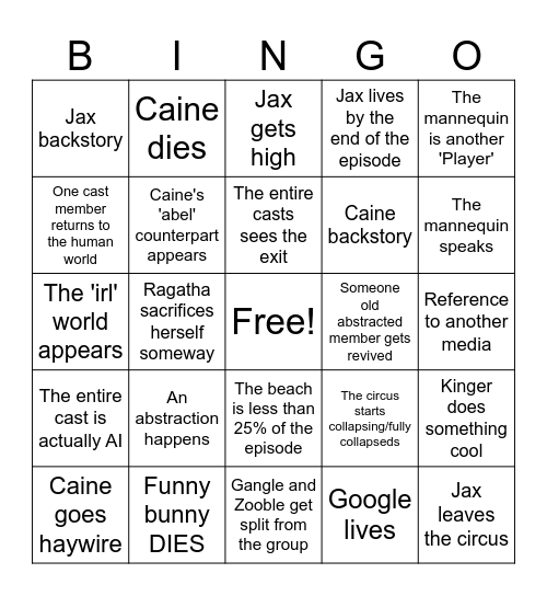 TADC Ep: 7 bingo Card