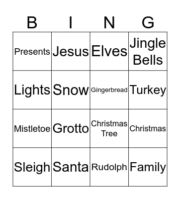 Christmas Bingo Card