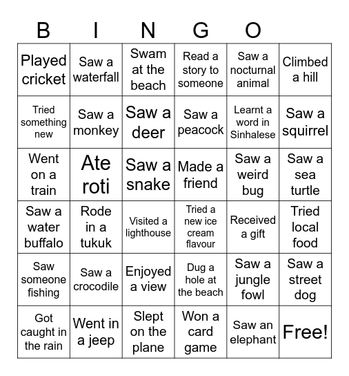 Holiday Bingo Card