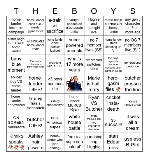 THE BOYS (GENEREAL) Bingo Card