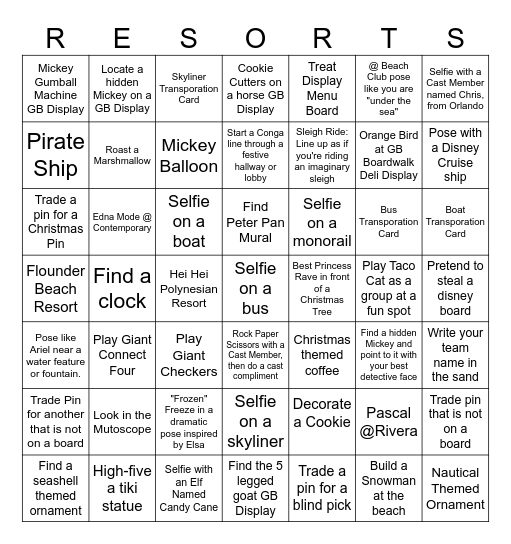 Gingerbread Crawl Bingo Card