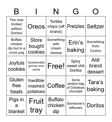 20’s potluck Bingo Card