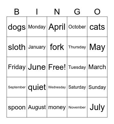 Test Run Bingo Card