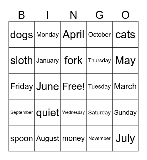 Test Run Bingo Card