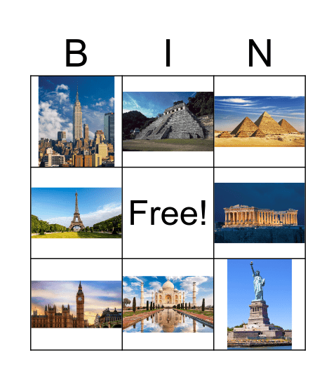 Landmarks Bingo Card
