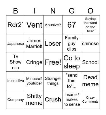 skibonkdi Bingo Card