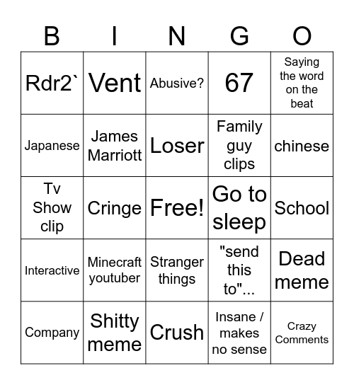 skibonkdi Bingo Card