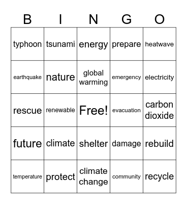 JHS 2 SDG 13 Bingo Card